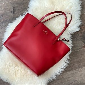 Kate Spade Red Smooth Leather Tote